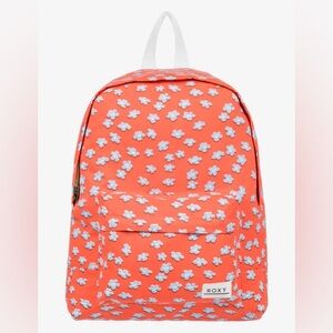 Roxy Coral Floral Backpack with White Flowers